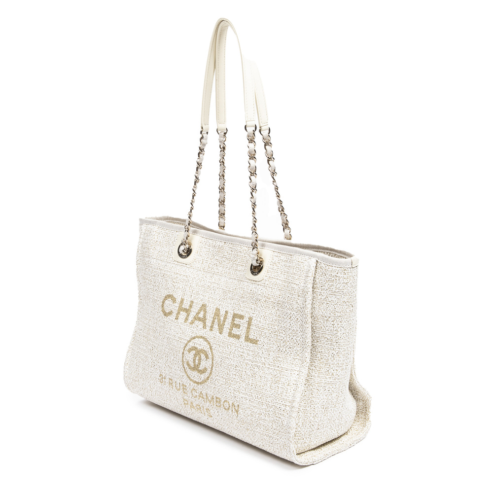 Chanel Small Deauville Tote   in Beige Tweed Canvas - Picture 2 of 4